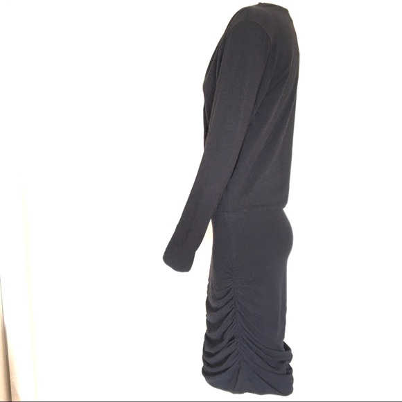 Sundry Ruched Surplice Black Dress Size 3 - Picture 4 of 8